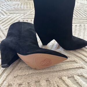 Vince Camuto Regina Black Suede Pointed-Toe Wedge Boots - Women